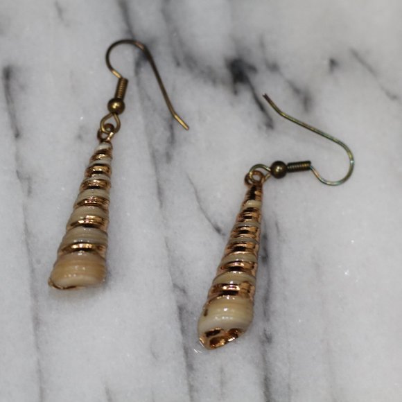 Gold Seashell Earrings - Picture 3 of 3